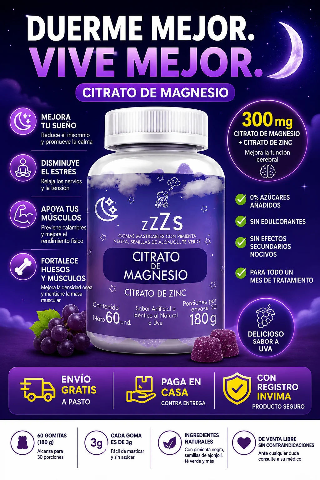GOMITAS PARA DORMIR X 60 UNIDADES